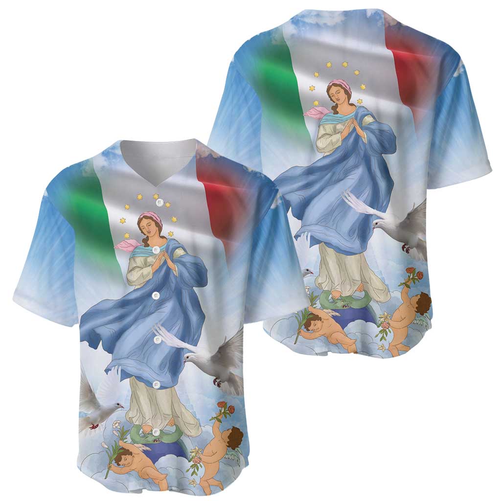 Italy Assumption Of Mary Baseball Jersey Blessed Virgin Mary Angel And Dove LT19
