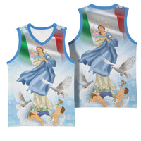 Italy Assumption Of Mary Basketball Jersey Blessed Virgin Mary Angel And Dove - Wonder Print Shop