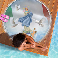 Italy Assumption Of Mary Beach Blanket Blessed Virgin Mary Angel And Dove - Wonder Print Shop