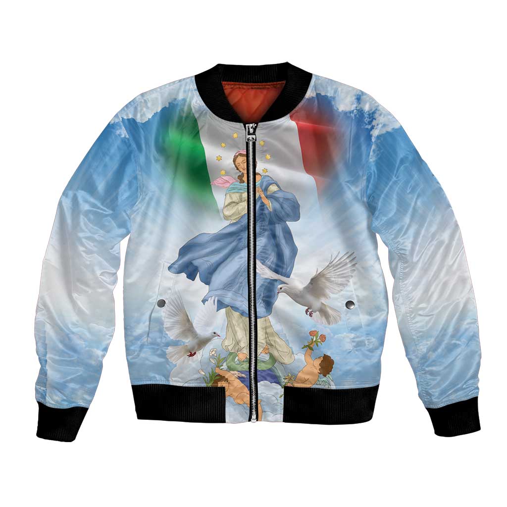 Italy Assumption Of Mary Bomber Jacket Blessed Virgin Mary Angel And Dove LT19