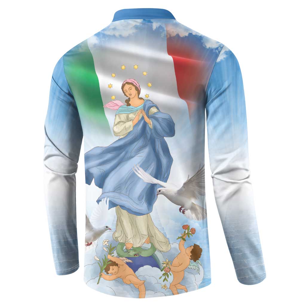 Italy Assumption Of Mary Button Sweatshirt Blessed Virgin Mary Angel And Dove LT19