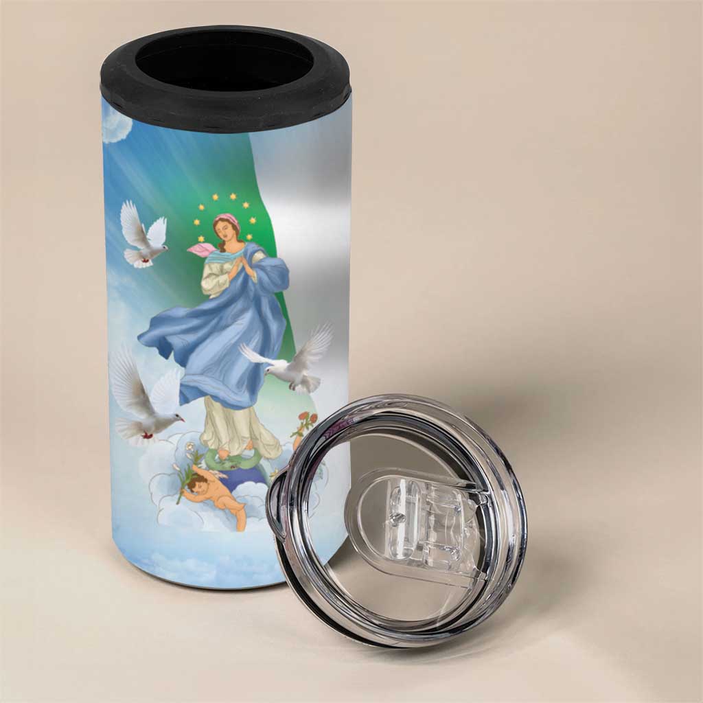 Italy Assumption Of Mary 4 in 1 Can Cooler Tumbler Blessed Virgin Mary Angel And Dove - Wonder Print Shop