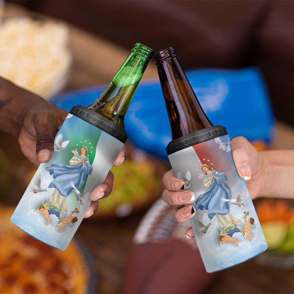 Italy Assumption Of Mary 4 in 1 Can Cooler Tumbler Blessed Virgin Mary Angel And Dove - Wonder Print Shop