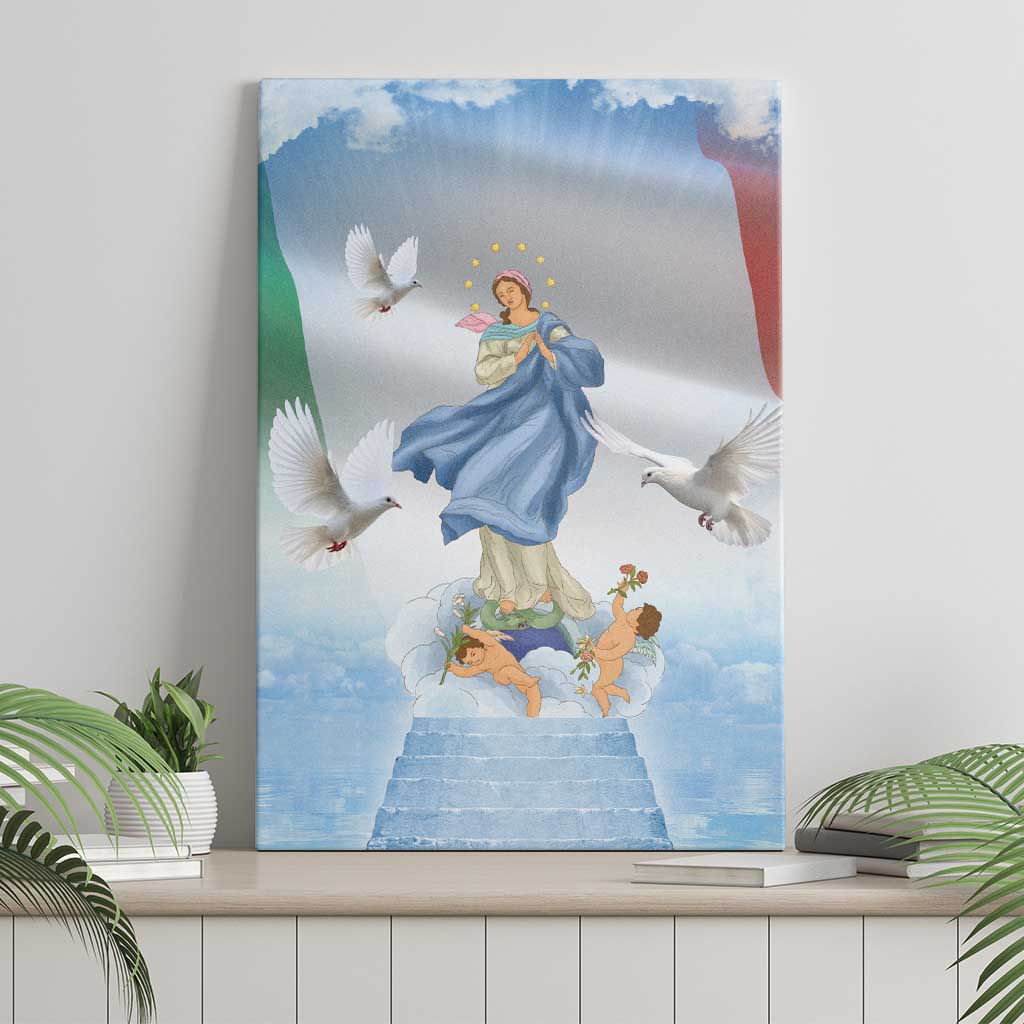 Italy Assumption Of Mary Canvas Wall Art Blessed Virgin Mary Angel And Dove - Wonder Print Shop