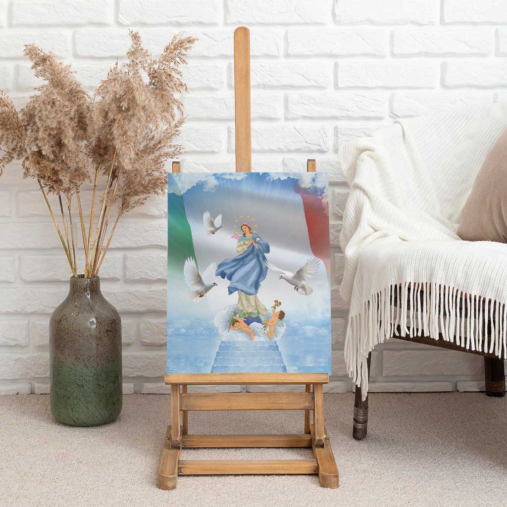 Italy Assumption Of Mary Canvas Wall Art Blessed Virgin Mary Angel And Dove - Wonder Print Shop