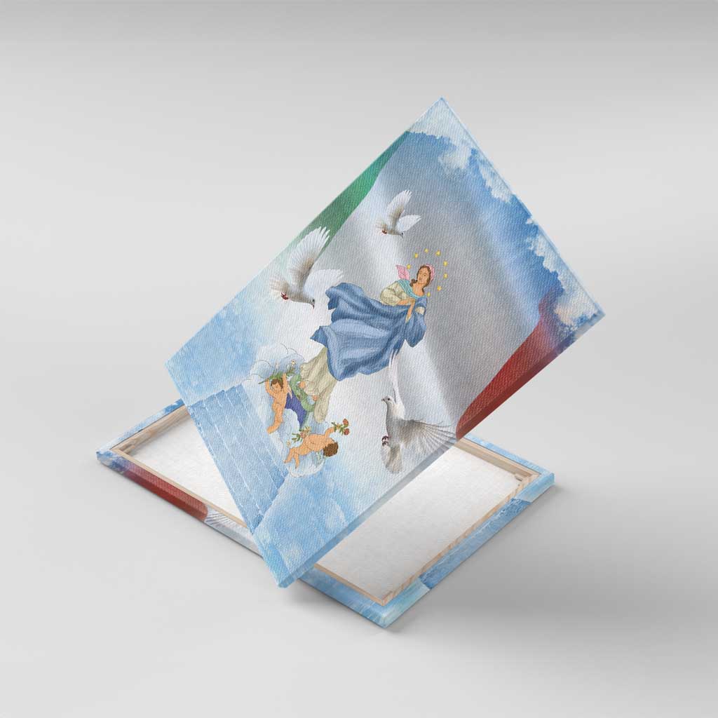 Italy Assumption Of Mary Canvas Wall Art Blessed Virgin Mary Angel And Dove - Wonder Print Shop