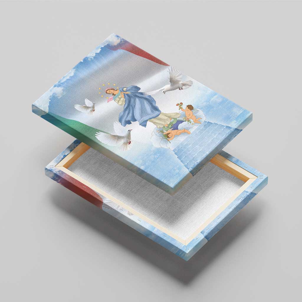 Italy Assumption Of Mary Canvas Wall Art Blessed Virgin Mary Angel And Dove - Wonder Print Shop