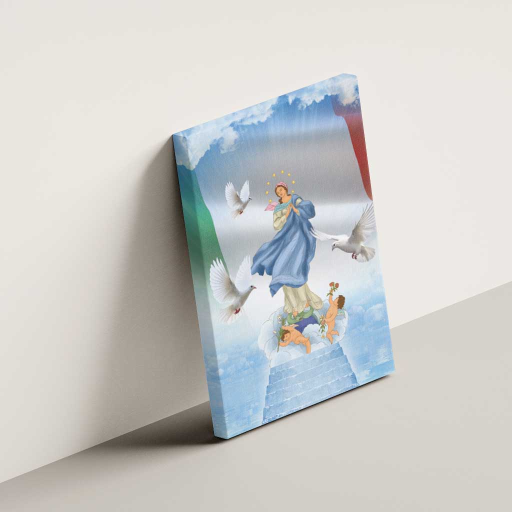 Italy Assumption Of Mary Canvas Wall Art Blessed Virgin Mary Angel And Dove - Wonder Print Shop