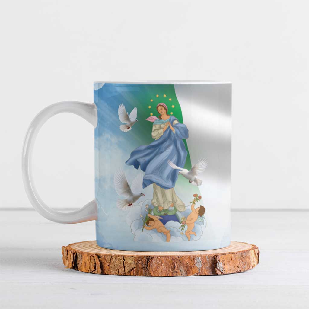 Italy Assumption Of Mary Ceramic Mug Blessed Virgin Mary Angel And Dove - Wonder Print Shop