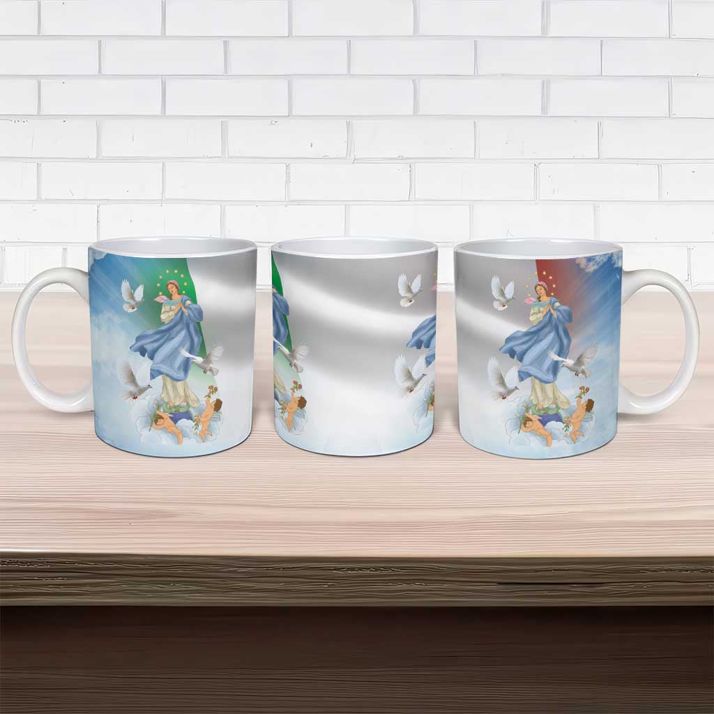 Italy Assumption Of Mary Ceramic Mug Blessed Virgin Mary Angel And Dove - Wonder Print Shop