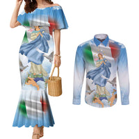 Italy Assumption Of Mary Couples Matching Mermaid Dress and Long Sleeve Button Shirt Blessed Virgin Mary Angel And Dove LT19