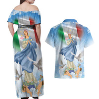 Italy Assumption Of Mary Couples Matching Off Shoulder Maxi Dress and Hawaiian Shirt Blessed Virgin Mary Angel And Dove LT19