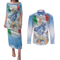 Italy Assumption Of Mary Couples Matching Puletasi and Long Sleeve Button Shirt Blessed Virgin Mary Angel And Dove LT19