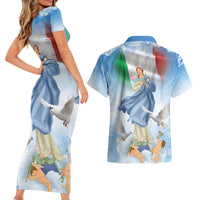 Italy Assumption Of Mary Couples Matching Short Sleeve Bodycon Dress and Hawaiian Shirt Blessed Virgin Mary Angel And Dove LT19
