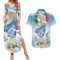 Italy Assumption Of Mary Couples Matching Summer Maxi Dress and Hawaiian Shirt Blessed Virgin Mary Angel And Dove LT19