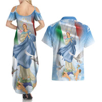 Italy Assumption Of Mary Couples Matching Summer Maxi Dress and Hawaiian Shirt Blessed Virgin Mary Angel And Dove LT19