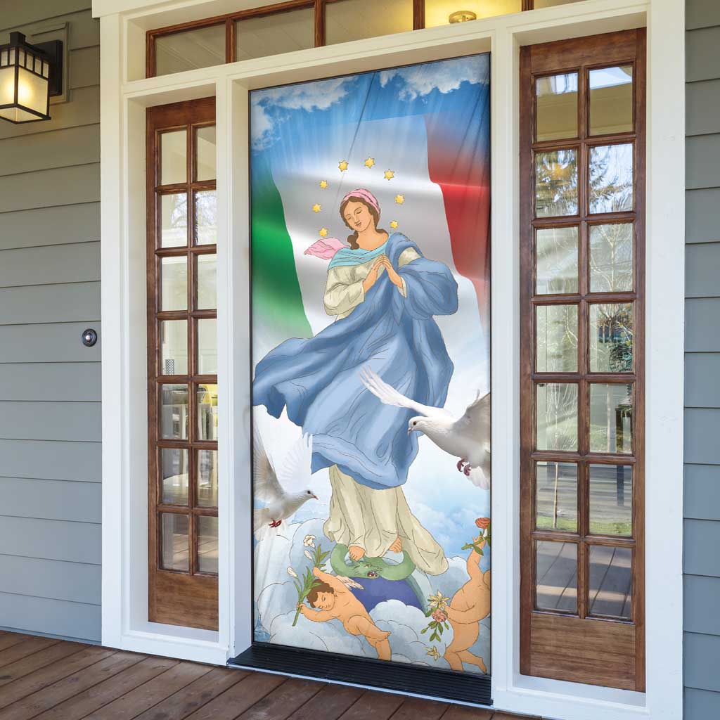Italy Assumption Of Mary Door Cover Blessed Virgin Mary Angel And Dove - Wonder Print Shop