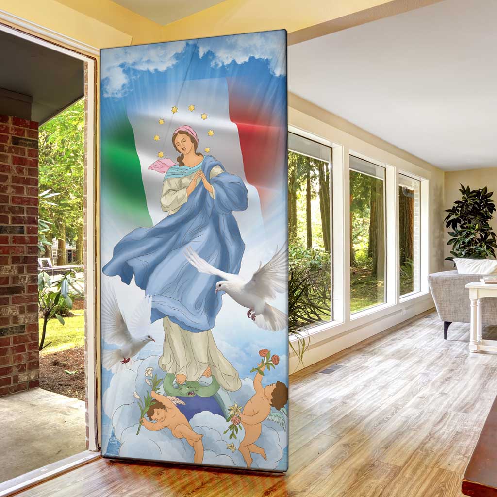 Italy Assumption Of Mary Door Cover Blessed Virgin Mary Angel And Dove - Wonder Print Shop