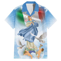 Italy Assumption Of Mary Family Matching Off The Shoulder Long Sleeve Dress and Hawaiian Shirt Blessed Virgin Mary Angel And Dove LT19
