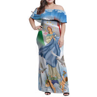 Italy Assumption Of Mary Family Matching Off Shoulder Maxi Dress and Hawaiian Shirt Blessed Virgin Mary Angel And Dove LT19