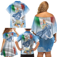 Italy Assumption Of Mary Family Matching Off Shoulder Short Dress and Hawaiian Shirt Blessed Virgin Mary Angel And Dove LT19
