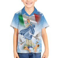 Italy Assumption Of Mary Family Matching Off Shoulder Short Dress and Hawaiian Shirt Blessed Virgin Mary Angel And Dove LT19