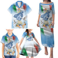 Italy Assumption Of Mary Family Matching Puletasi and Hawaiian Shirt Blessed Virgin Mary Angel And Dove LT19