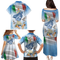Italy Assumption Of Mary Family Matching Puletasi and Hawaiian Shirt Blessed Virgin Mary Angel And Dove LT19