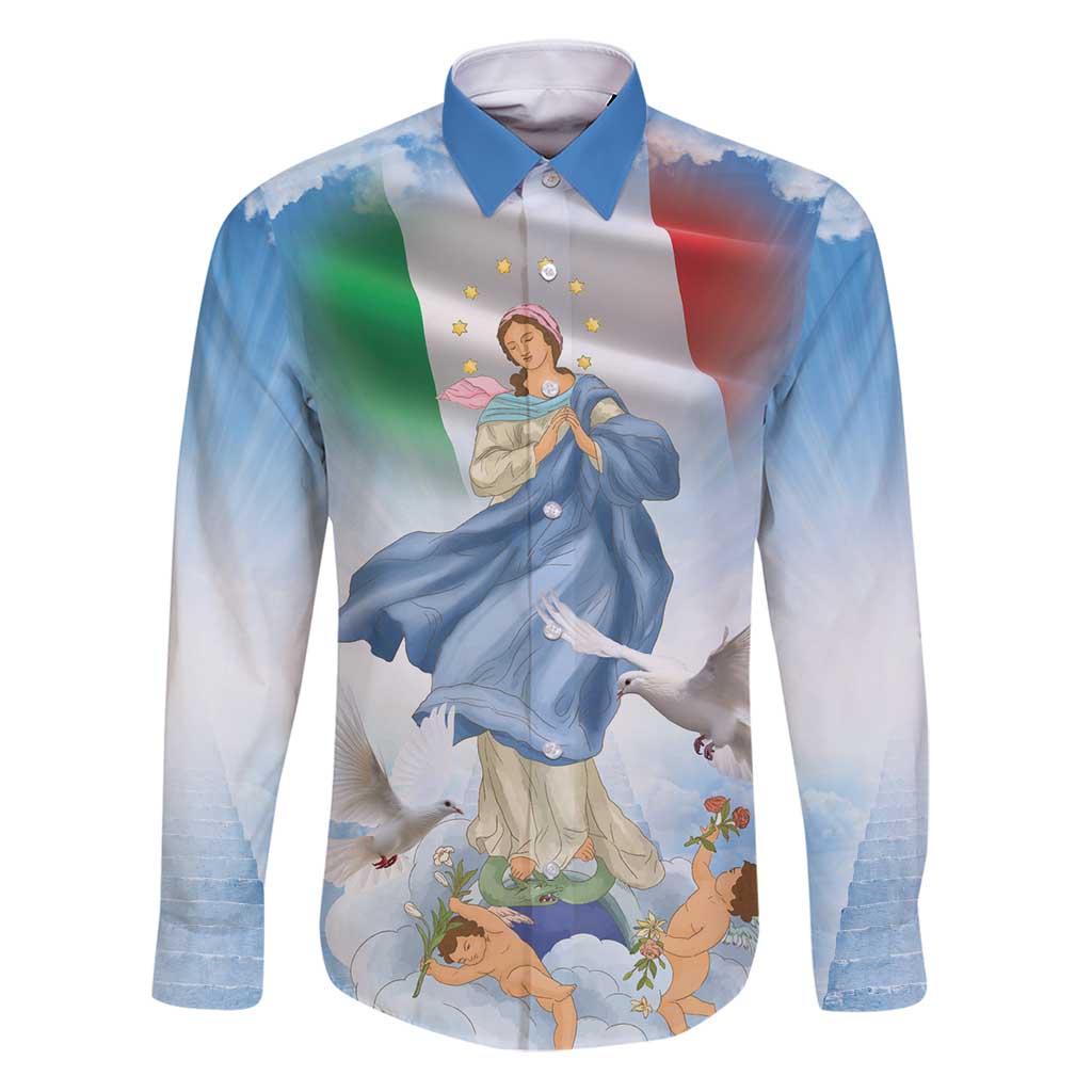 Italy Assumption Of Mary Family Matching Puletasi and Hawaiian Shirt Blessed Virgin Mary Angel And Dove LT19