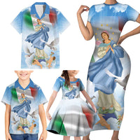 Italy Assumption Of Mary Family Matching Short Sleeve Bodycon Dress and Hawaiian Shirt Blessed Virgin Mary Angel And Dove LT19