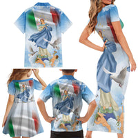 Italy Assumption Of Mary Family Matching Short Sleeve Bodycon Dress and Hawaiian Shirt Blessed Virgin Mary Angel And Dove LT19