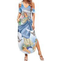 Italy Assumption Of Mary Family Matching Summer Maxi Dress and Hawaiian Shirt Blessed Virgin Mary Angel And Dove LT19