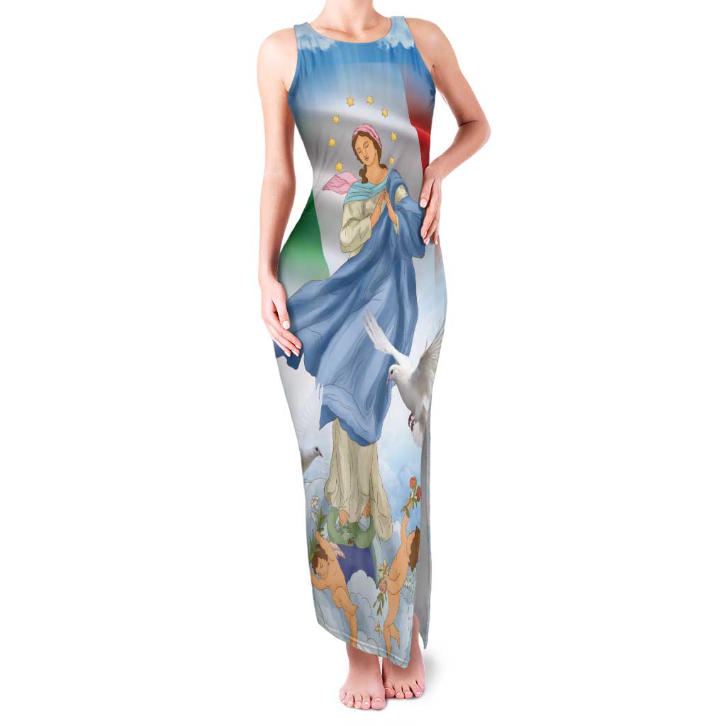 Italy Assumption Of Mary Family Matching Tank Maxi Dress and Hawaiian Shirt Blessed Virgin Mary Angel And Dove LT19
