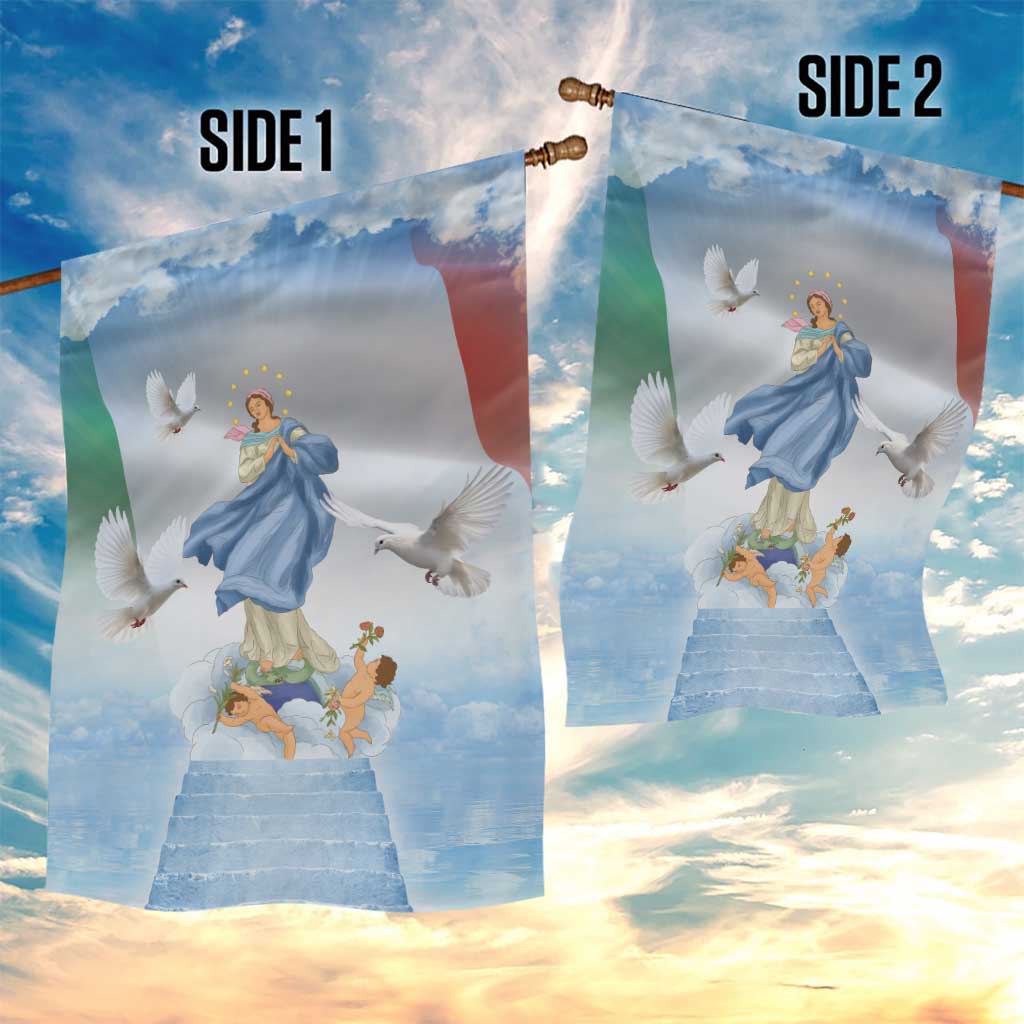 Italy Assumption Of Mary Garden Flag Blessed Virgin Mary Angel And Dove - Wonder Print Shop