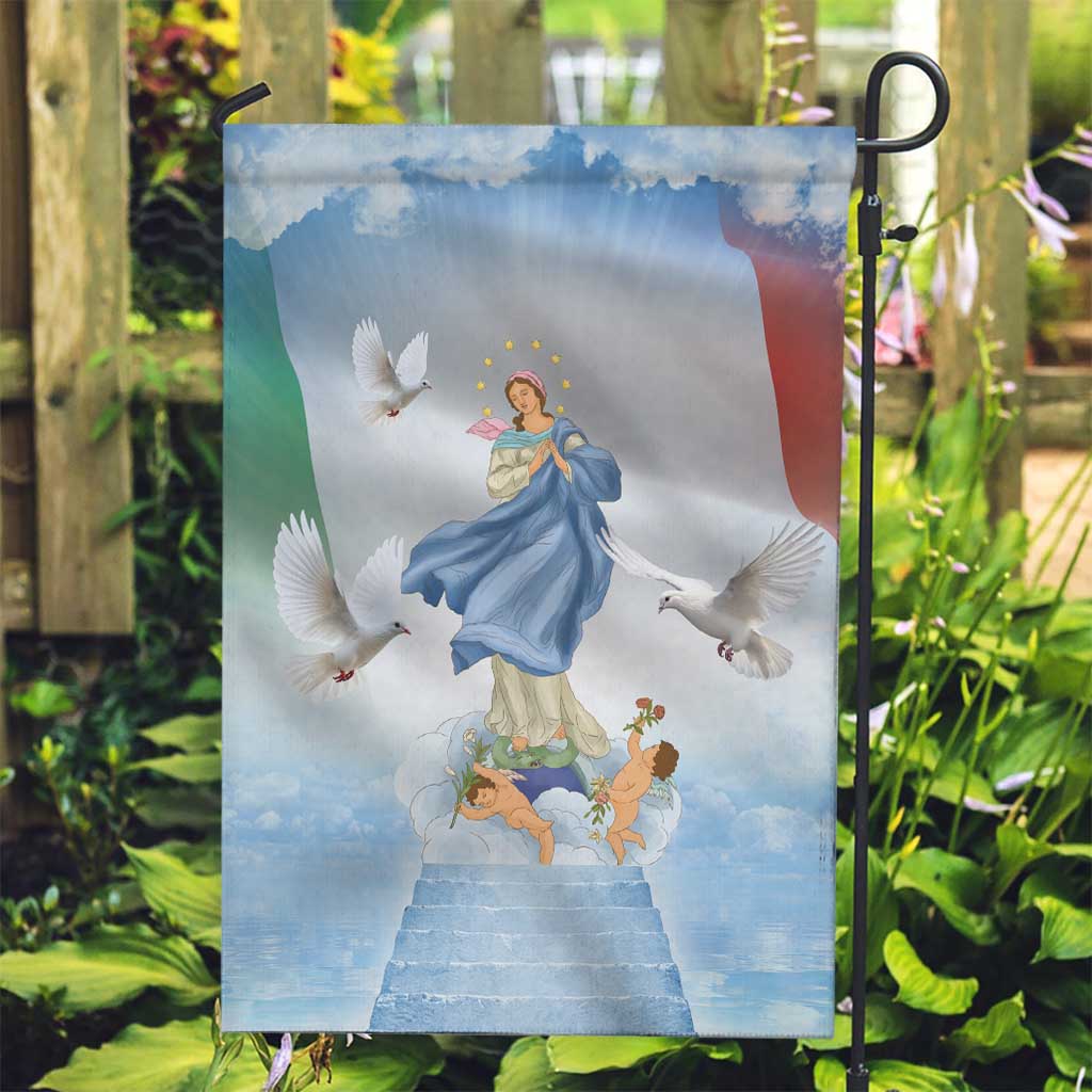 Italy Assumption Of Mary Garden Flag Blessed Virgin Mary Angel And Dove - Wonder Print Shop