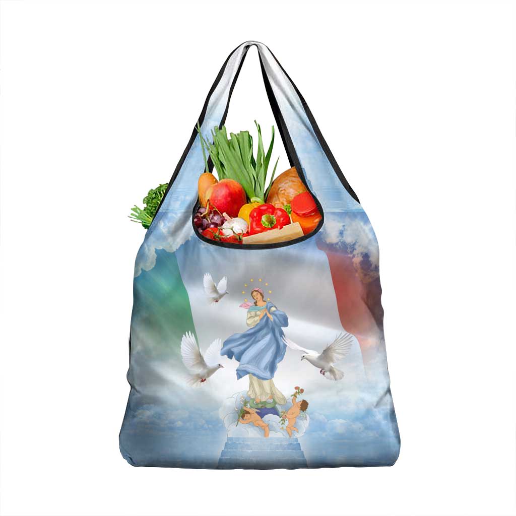 Italy Assumption Of Mary Grocery Bag Blessed Virgin Mary Angel And Dove - Wonder Print Shop