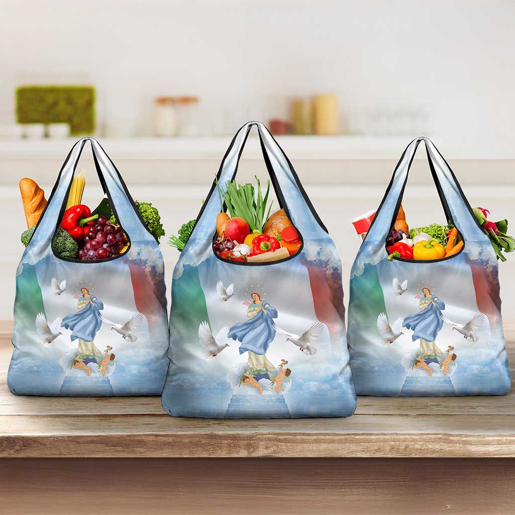 Italy Assumption Of Mary Grocery Bag Blessed Virgin Mary Angel And Dove - Wonder Print Shop