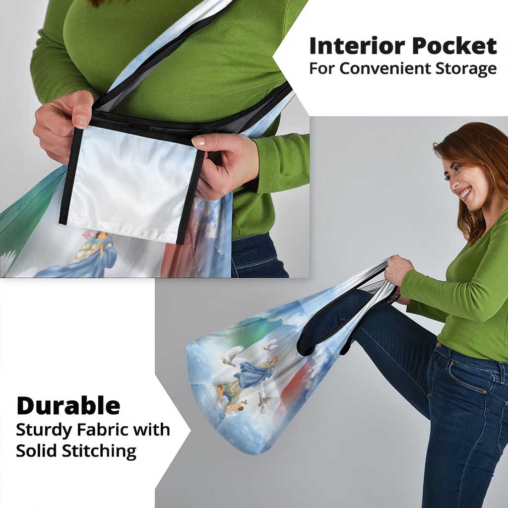 Italy Assumption Of Mary Grocery Bag Blessed Virgin Mary Angel And Dove - Wonder Print Shop