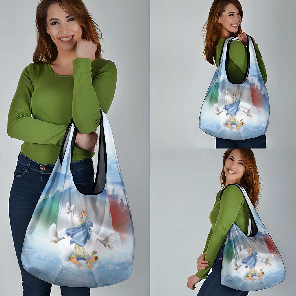 Italy Assumption Of Mary Grocery Bag Blessed Virgin Mary Angel And Dove - Wonder Print Shop