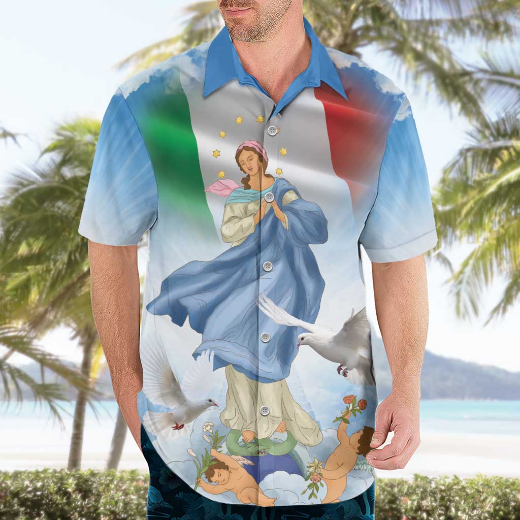 Italy Assumption Of Mary Hawaiian Shirt Blessed Virgin Mary Angel And Dove LT19