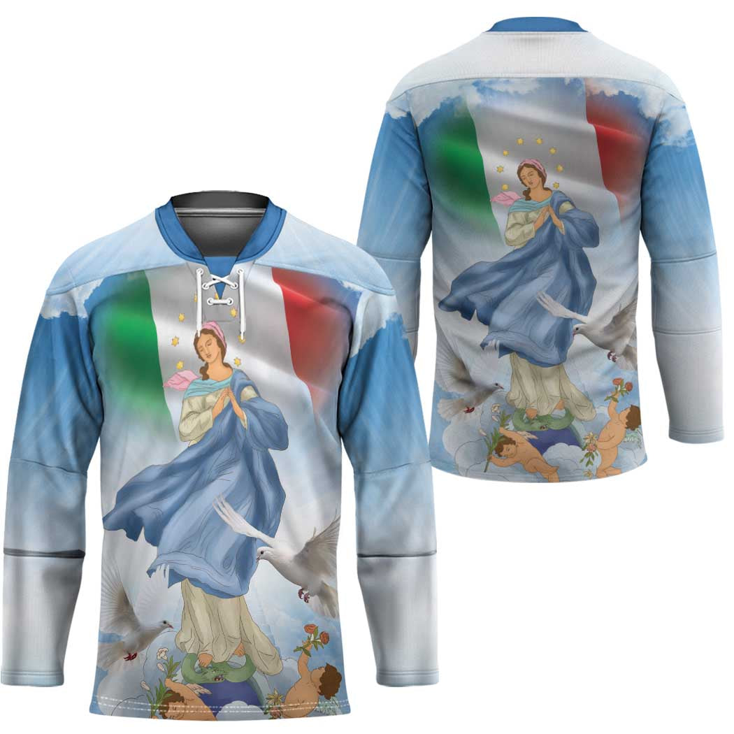 Italy Assumption Of Mary Hockey Jersey Blessed Virgin Mary Angel And Dove - Wonder Print Shop