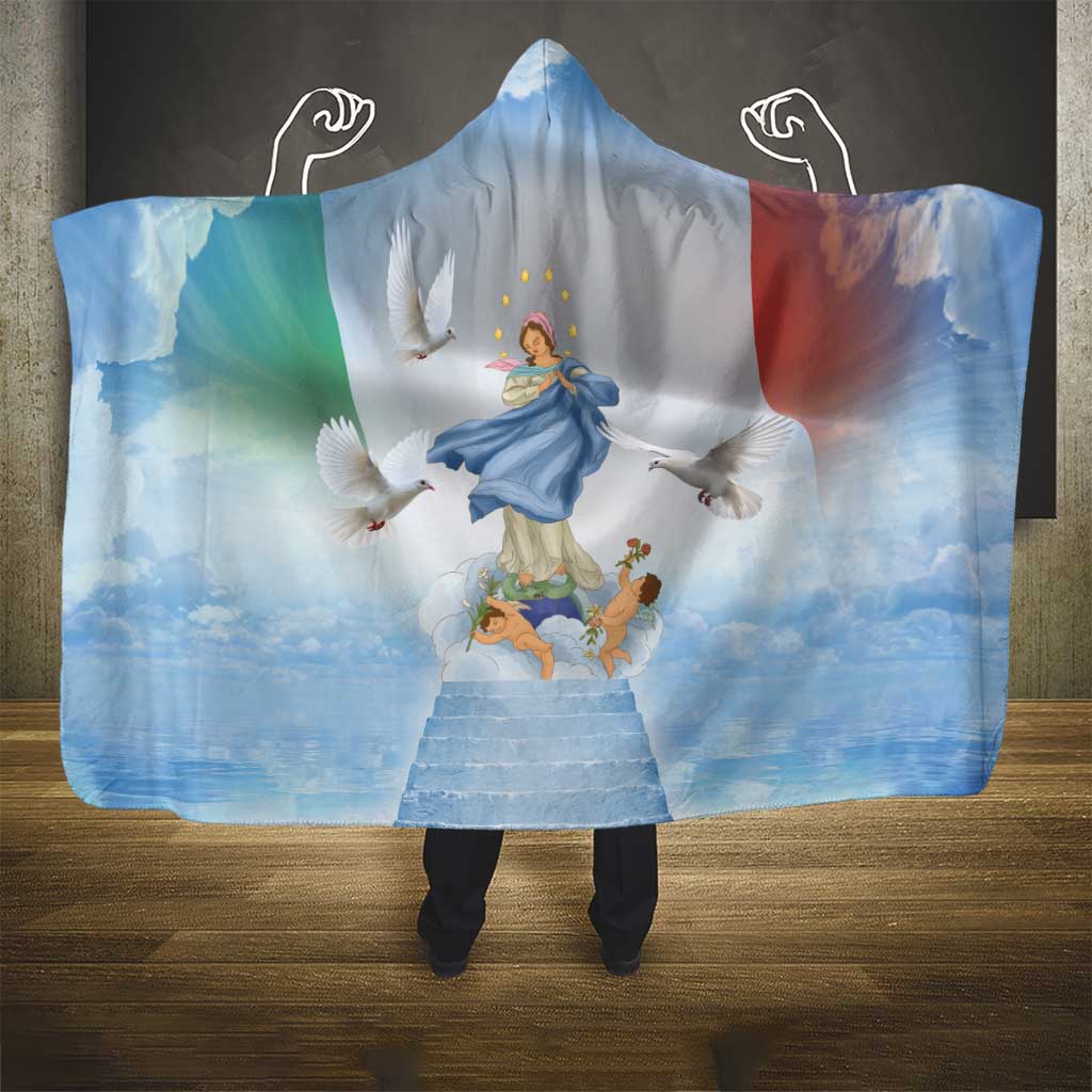 Italy Assumption Of Mary Hooded Blanket Blessed Virgin Mary Angel And Dove - Wonder Print Shop