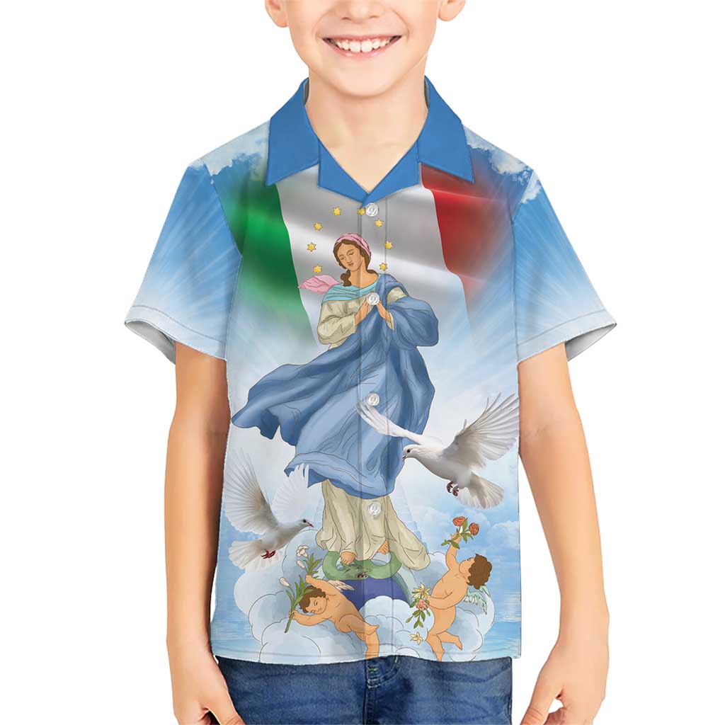 Italy Assumption Of Mary Kid Hawaiian Shirt Blessed Virgin Mary Angel And Dove LT19