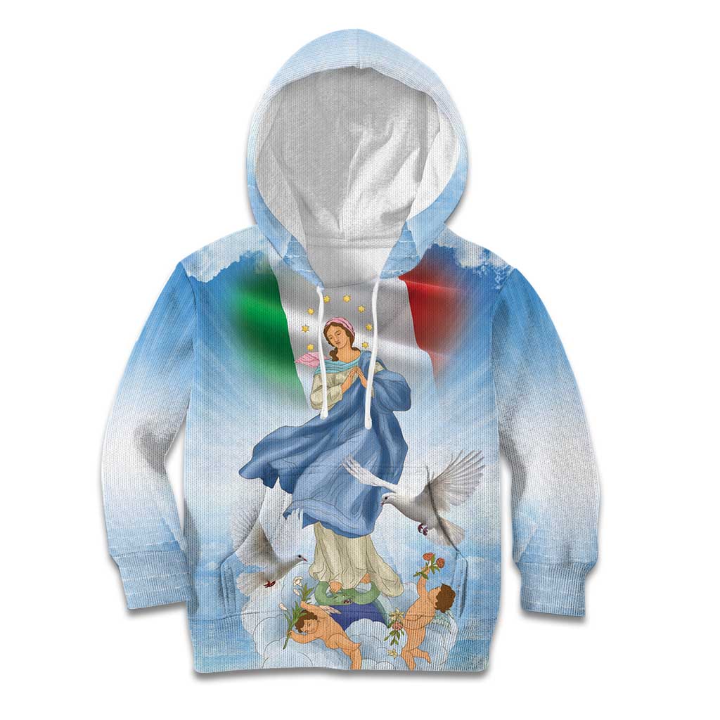 Italy Assumption Of Mary Kid Hoodie Blessed Virgin Mary Angel And Dove LT19
