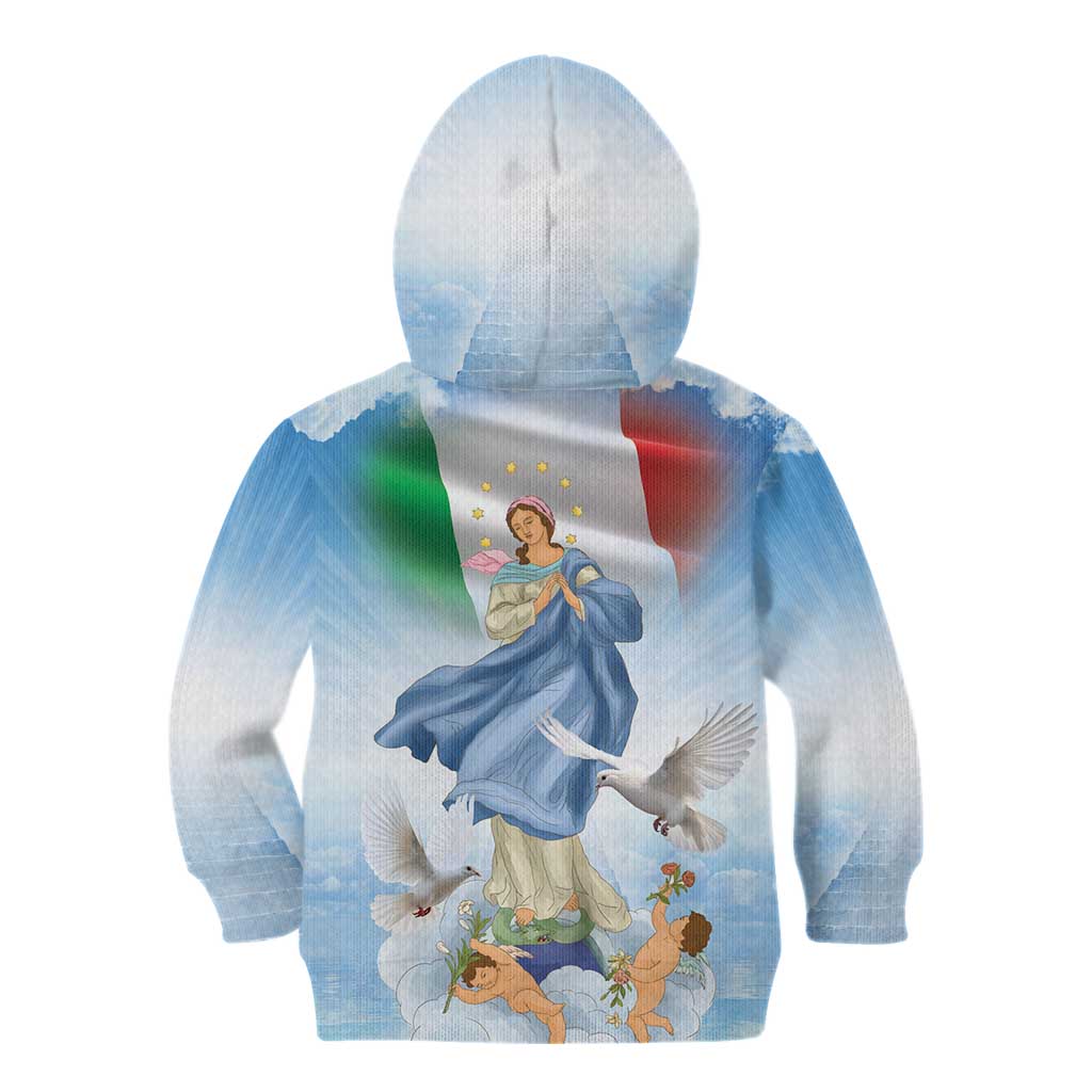 Italy Assumption Of Mary Kid Hoodie Blessed Virgin Mary Angel And Dove LT19