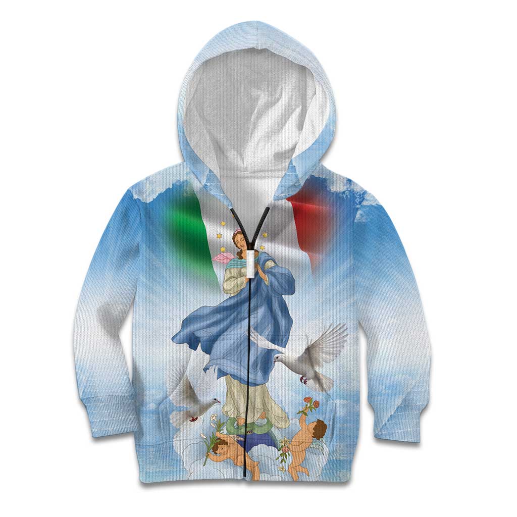 Italy Assumption Of Mary Kid Hoodie Blessed Virgin Mary Angel And Dove LT19