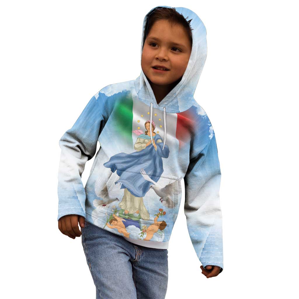 Italy Assumption Of Mary Kid Hoodie Blessed Virgin Mary Angel And Dove LT19
