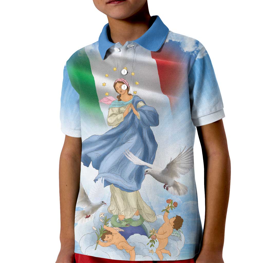 Italy Assumption Of Mary Kid Polo Shirt Blessed Virgin Mary Angel And Dove LT19