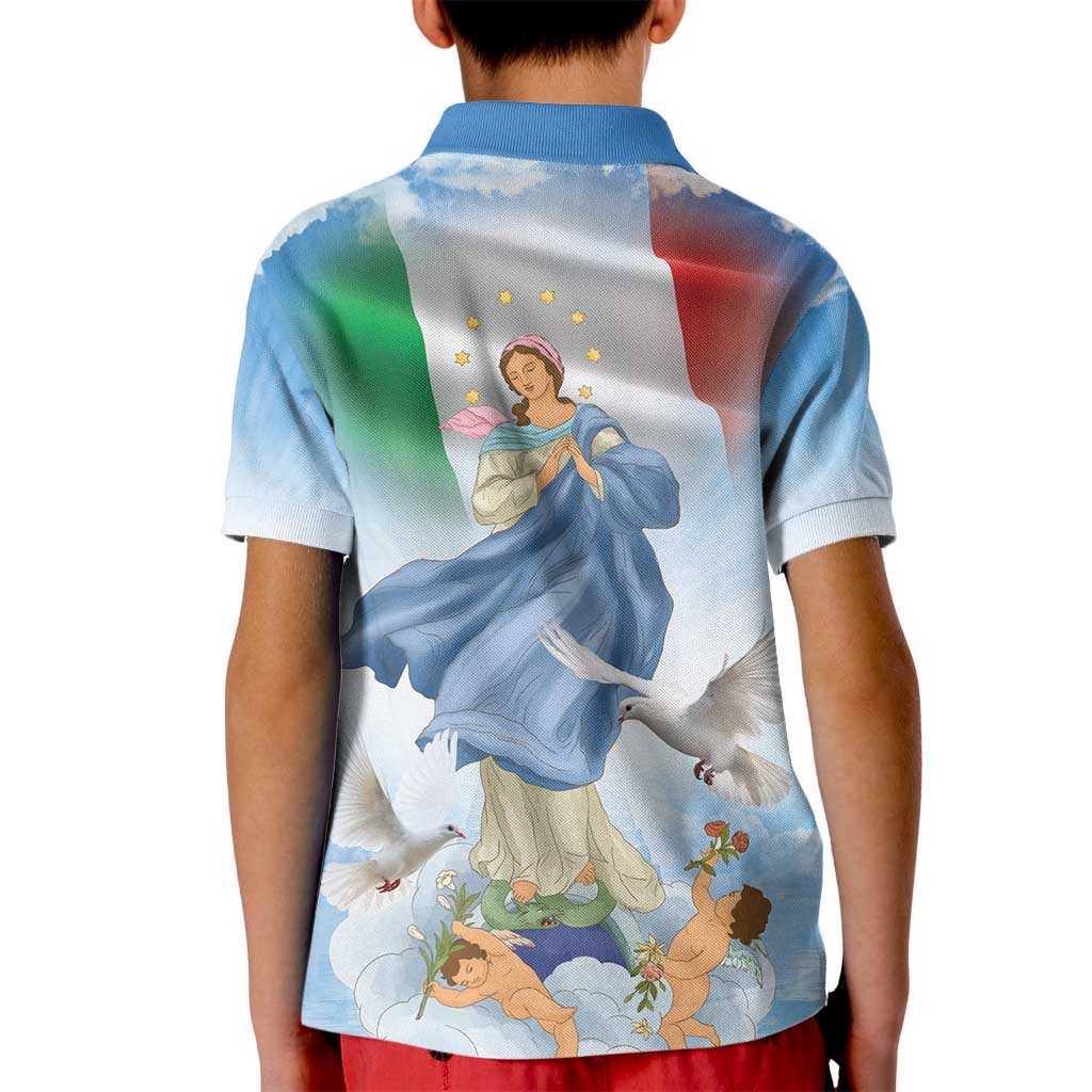 Italy Assumption Of Mary Kid Polo Shirt Blessed Virgin Mary Angel And Dove LT19