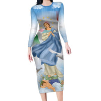 Italy Assumption Of Mary Long Sleeve Bodycon Dress Blessed Virgin Mary Angel And Dove LT19